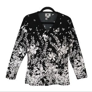 JW Long Sleeve Black/White V-Neck Blouse